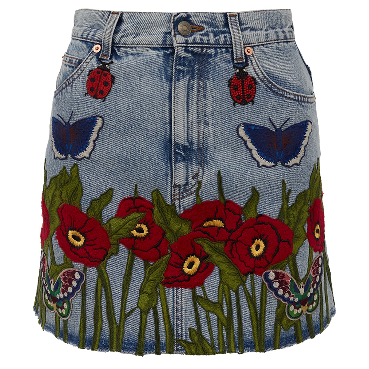 Saia Gucci Bordada Jeans Tam. PP BR