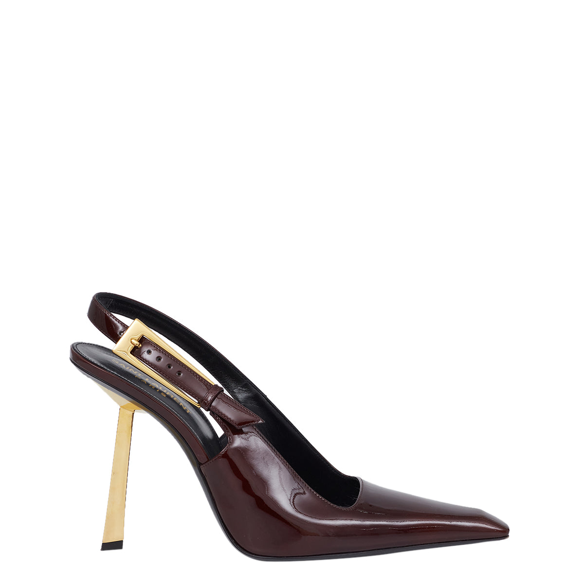Sapato Saint Laurent Slingback Verniz Marrom Tam. 38 BR