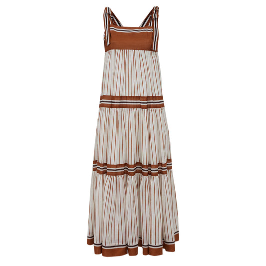 Vestido ZIMMERMANN Listrado Marrom TAM. P BR