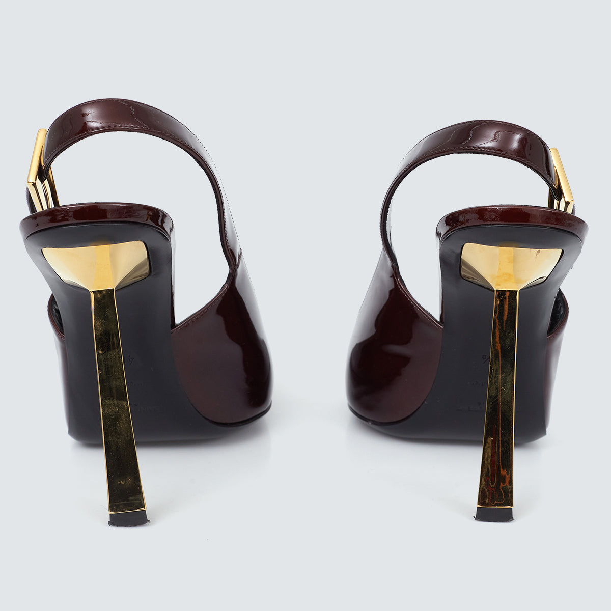 Sapato Saint Laurent Slingback Verniz Marrom Tam. 38 BR