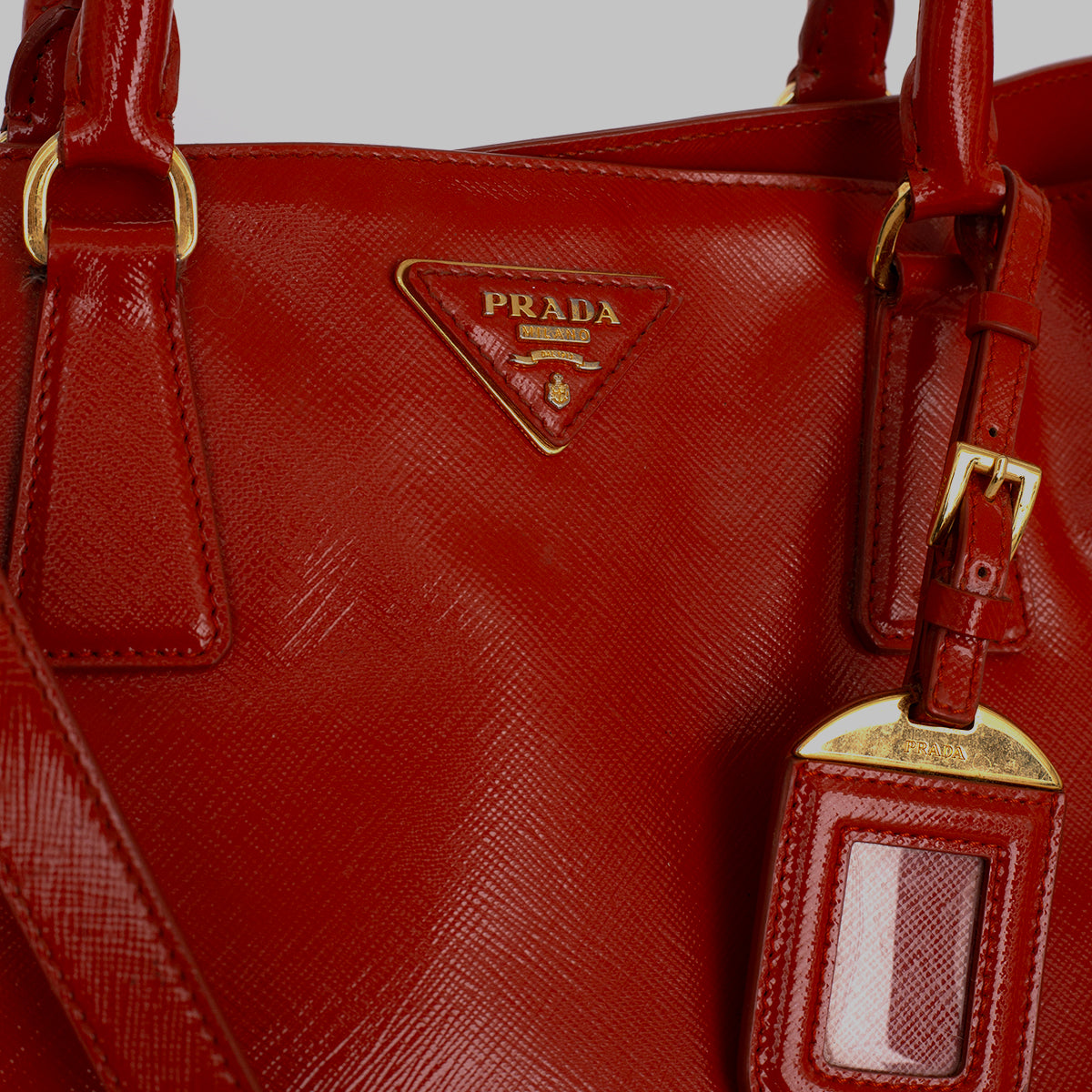 Bolsa Prada Tote Verniz Laranja