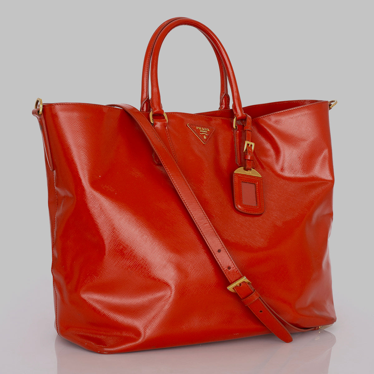 Bolsa Prada Tote Verniz Laranja