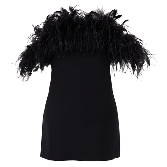 Vestido Valentino Plumas Preto Tam. P BR