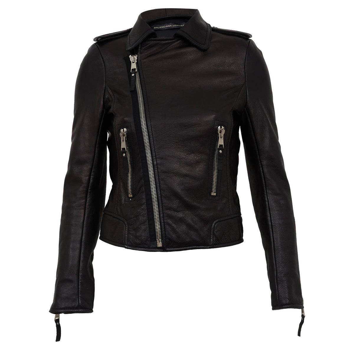 Jaqueta Balenciaga Couro Preta Tam. PP BR