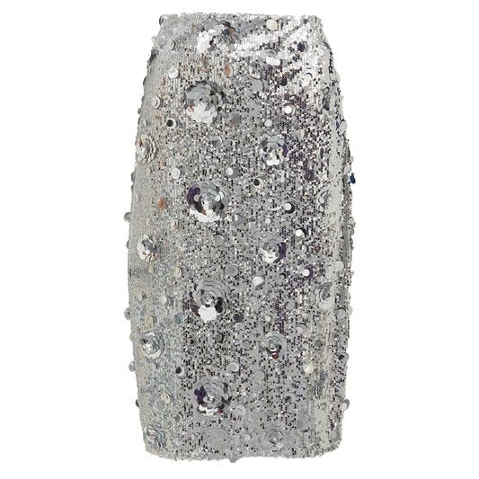 Saia NK Paetês Prata Tam 44 Br