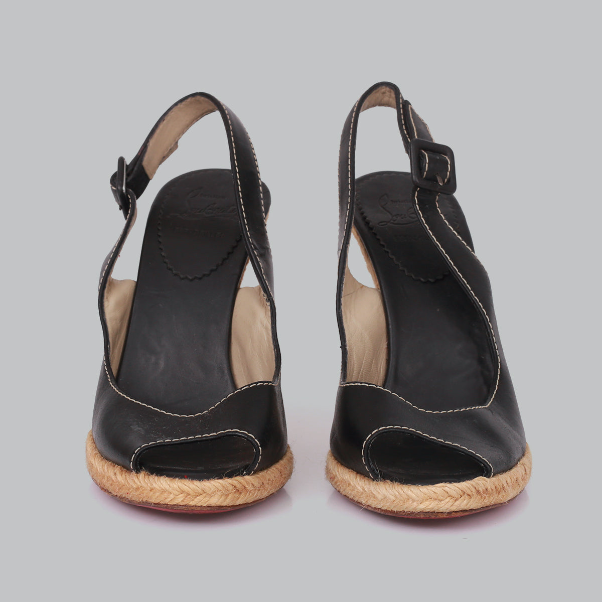 ⁠Anabela Louboutin Preta Couro TAM. 36 BR