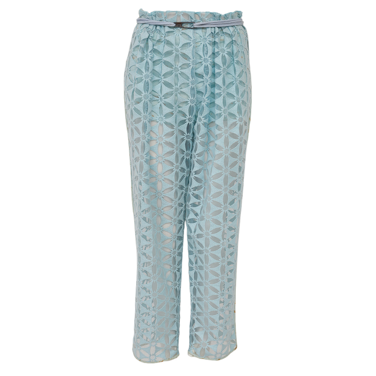 Calça Paula Raia Azul Bordada Tam 36 Br.