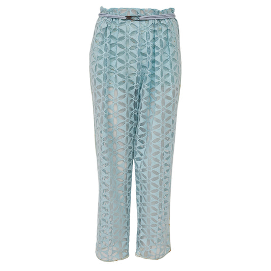 Calça Paula Raia Azul Bordada Tam 36 Br.