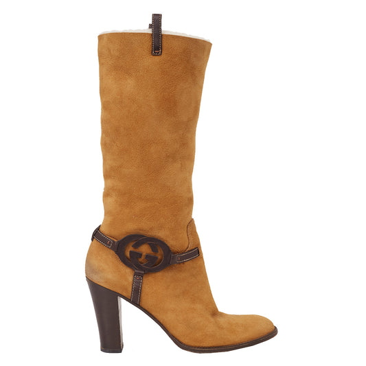 Bota Gucci Mostarda Cano Alto Tam. 38 Br