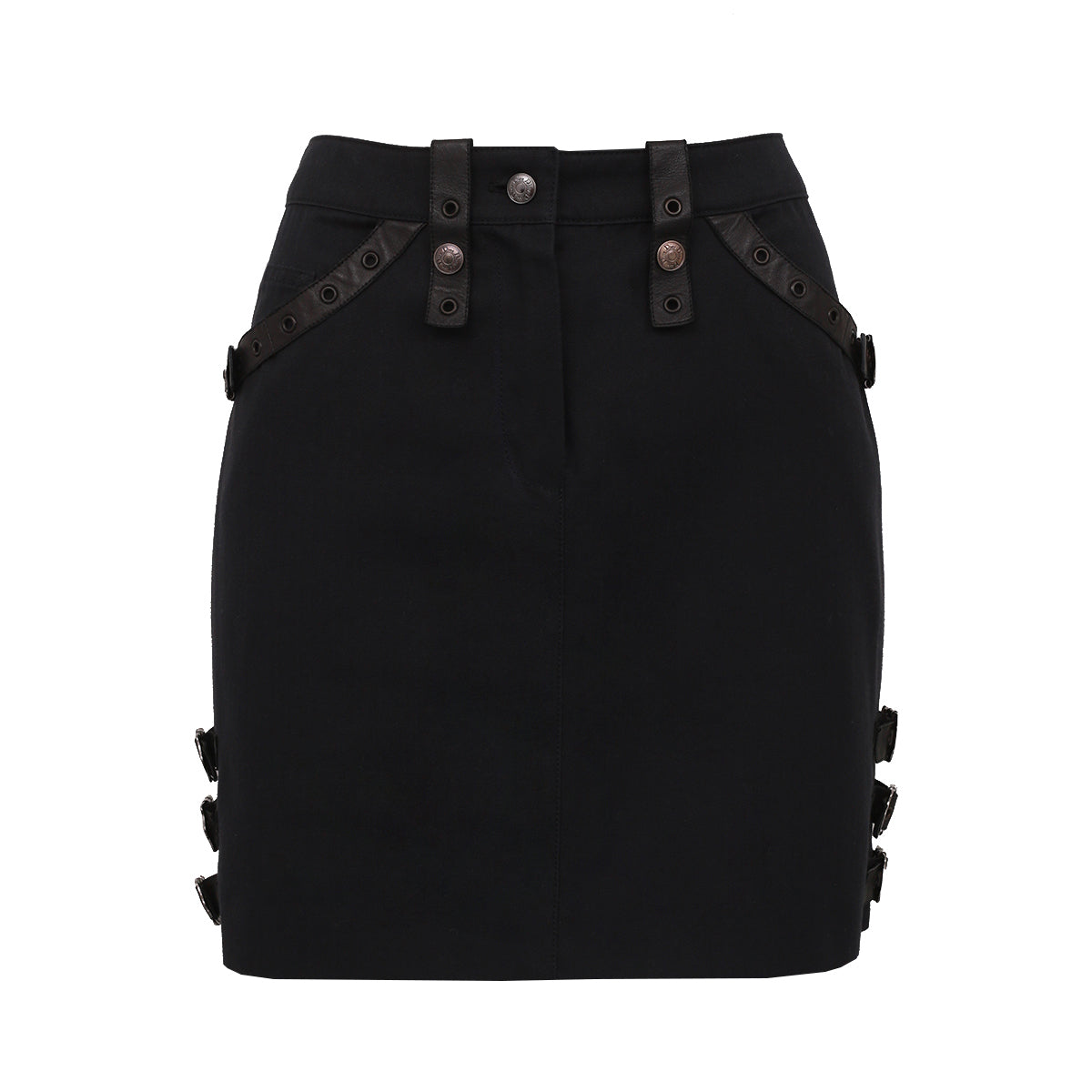 ⁠Saia Christian Dior Preta com Fivelas Tam. 40 Br