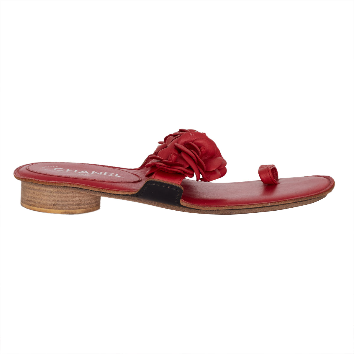 Rasteira Chanel Camélias Vermelha Tam. 37 Br