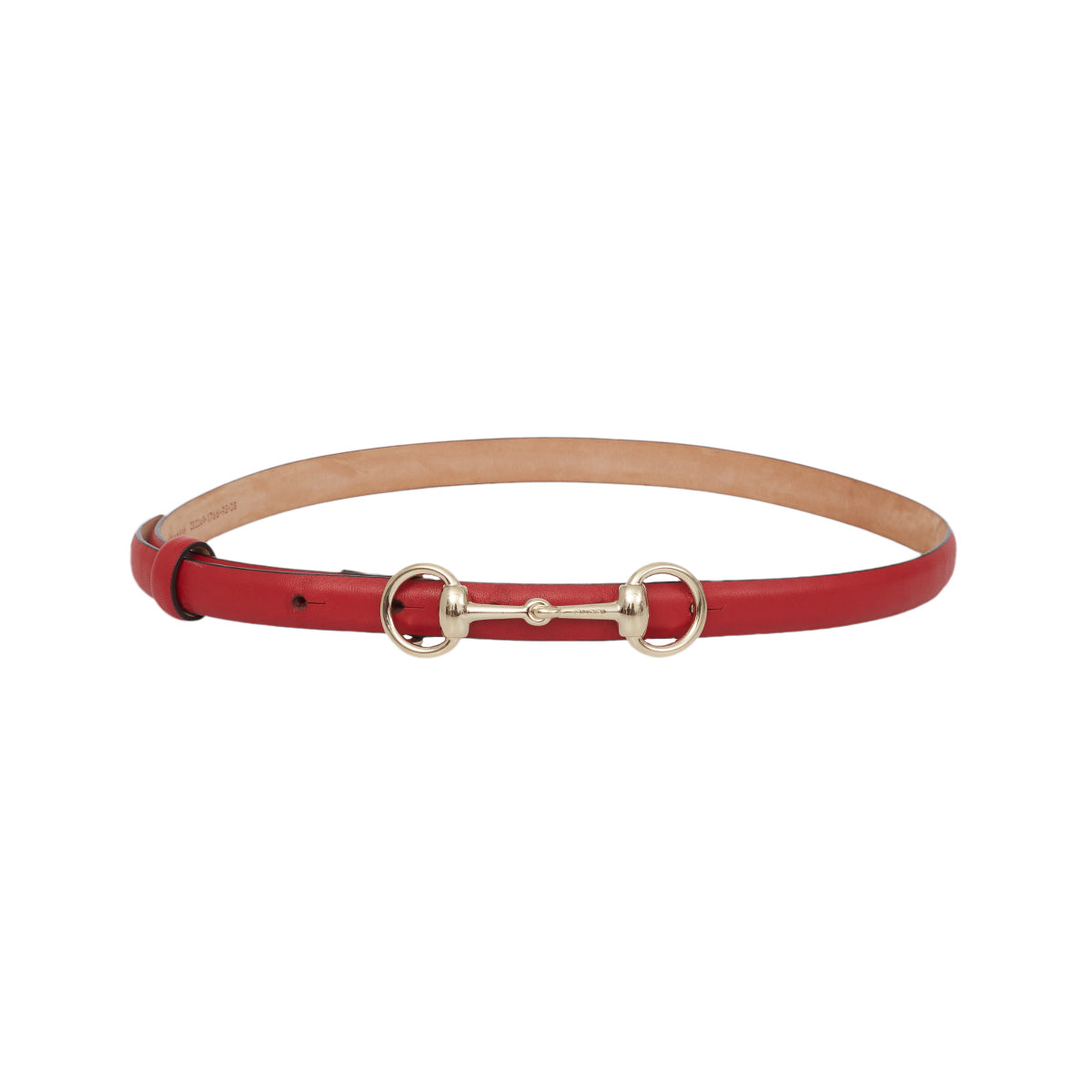 Cinto Gucci Horsebit Accent Skinny Vermelho