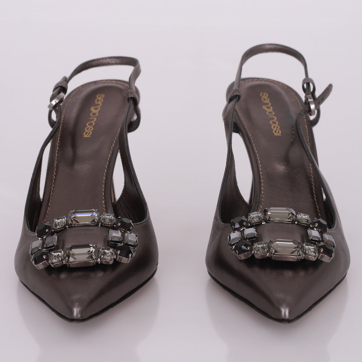 Scarpin Sergio Rossi Cinza Metalizado Tam. 38 Br