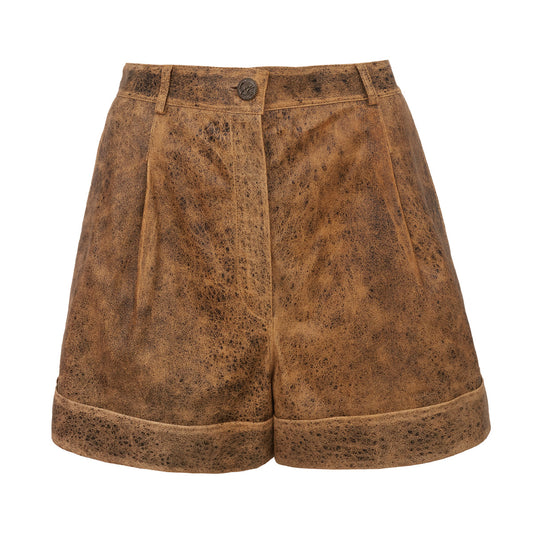 Short Chanel Couro Bege TAM. 40 BR