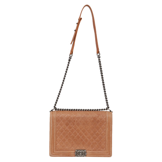 Bolsa Chanel Boy Flap Large Caramelo