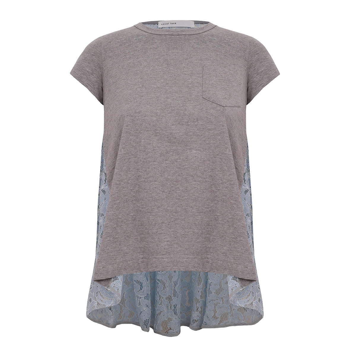 Camiseta Sacai Cinza e Azul de Renda APROX. TAM. P Br