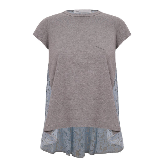 Camiseta Sacai Cinza e Azul de Renda APROX. TAM. P Br