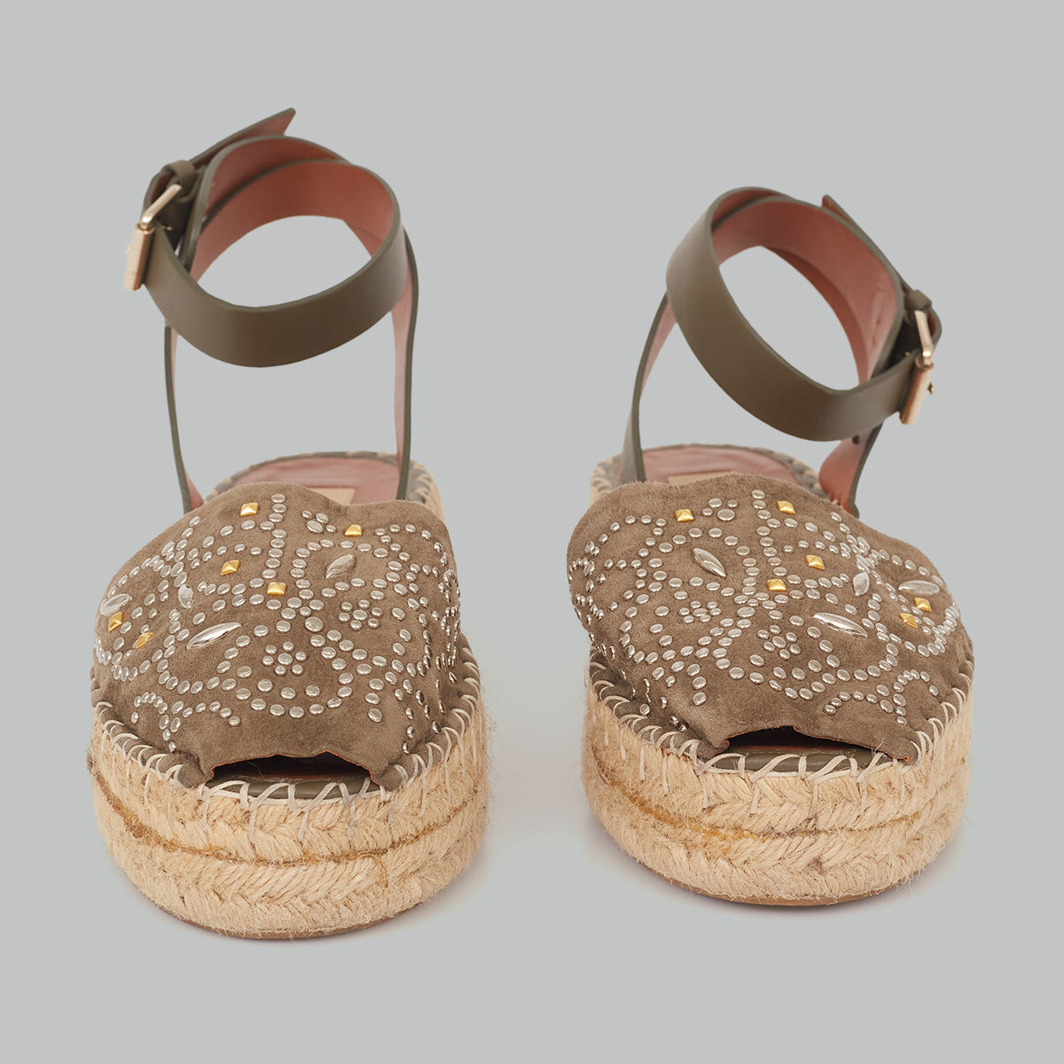 Espadrille Valentino Verde Militar com pedrinhas Tam. 38 Br