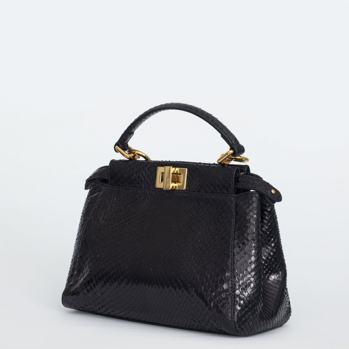 Bolsa Fendi Peekaboo Mini de Couro Python Preta