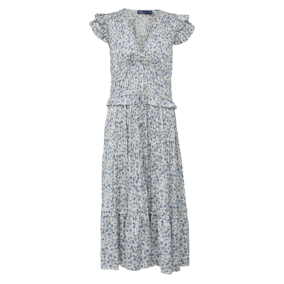 Vestido Polo Longo Floral Branco Tam. M
