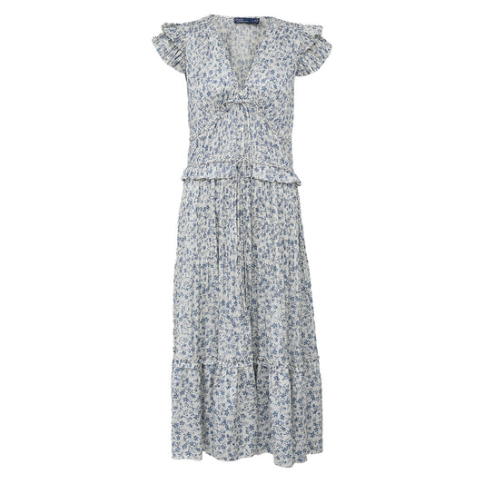 Vestido Polo Longo Floral Branco Tam. M
