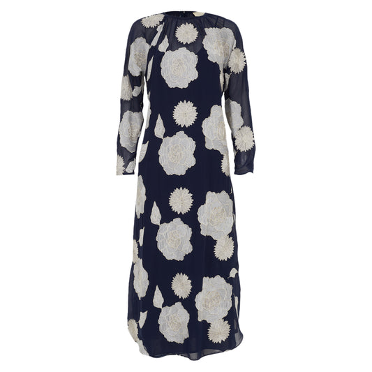 Vestido Cris Barros Elissa Azul e Bege Tam 36 Br