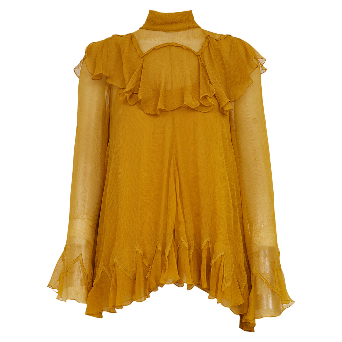 Blusa Chloe Seda Amarelo Mostarda Tam 34 Br