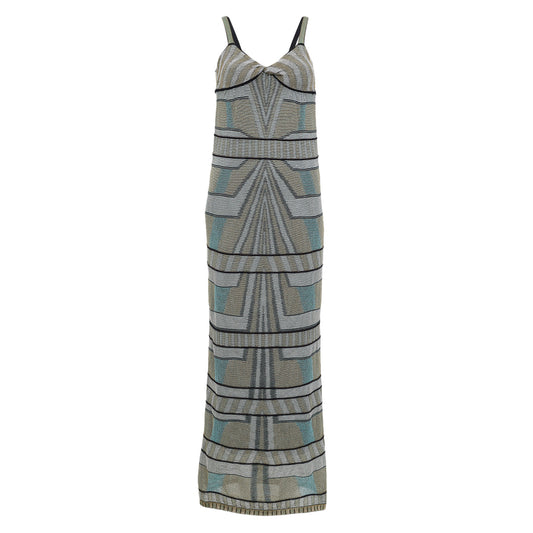 Vestido Missoni Estampa Bege e Azul Tam 36 Br