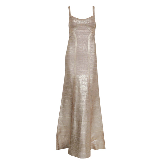 Vestido Herve Leger Dourado Longo Tam P BR