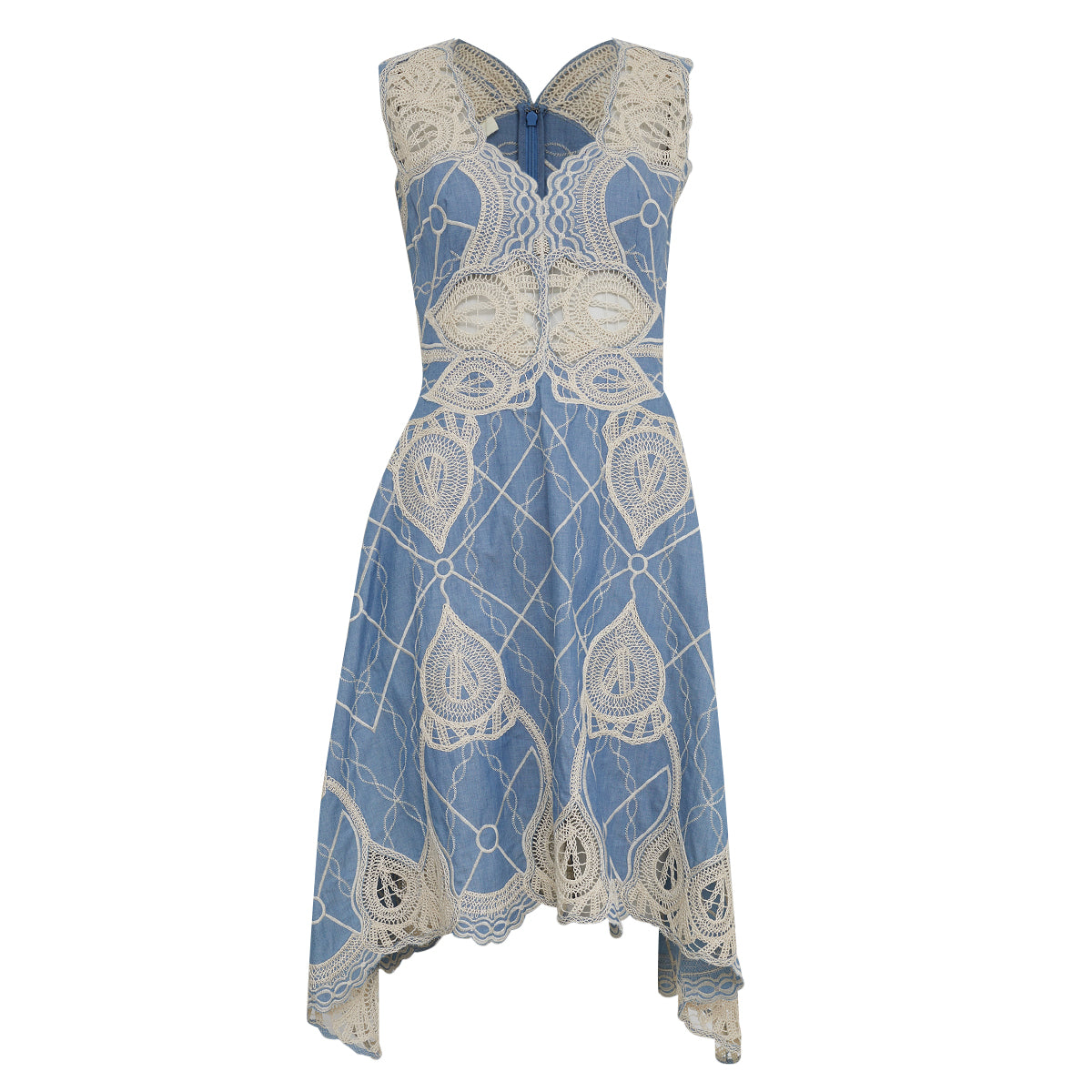 Vestido Jonathan Simkhai Azul Renda Branca Tam 36 Br