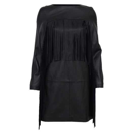 Vestido Adriana Degreas Preto de Couro Tam 38 Br