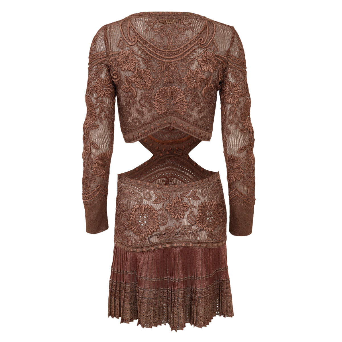 Vestido Roberto Cavalli Marrom Com Bordado Tam 40 Br