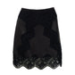 Saia Louis Vuitton Couro e Renda Preto Tam 34 Br