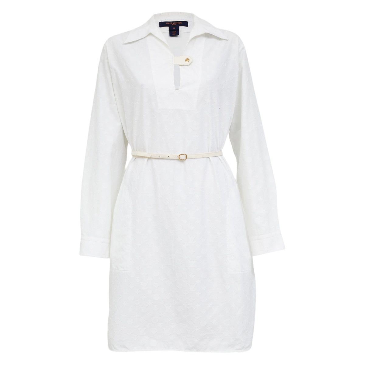 Vestido Louis Vuitton Monograma Off White Tam 40 Br