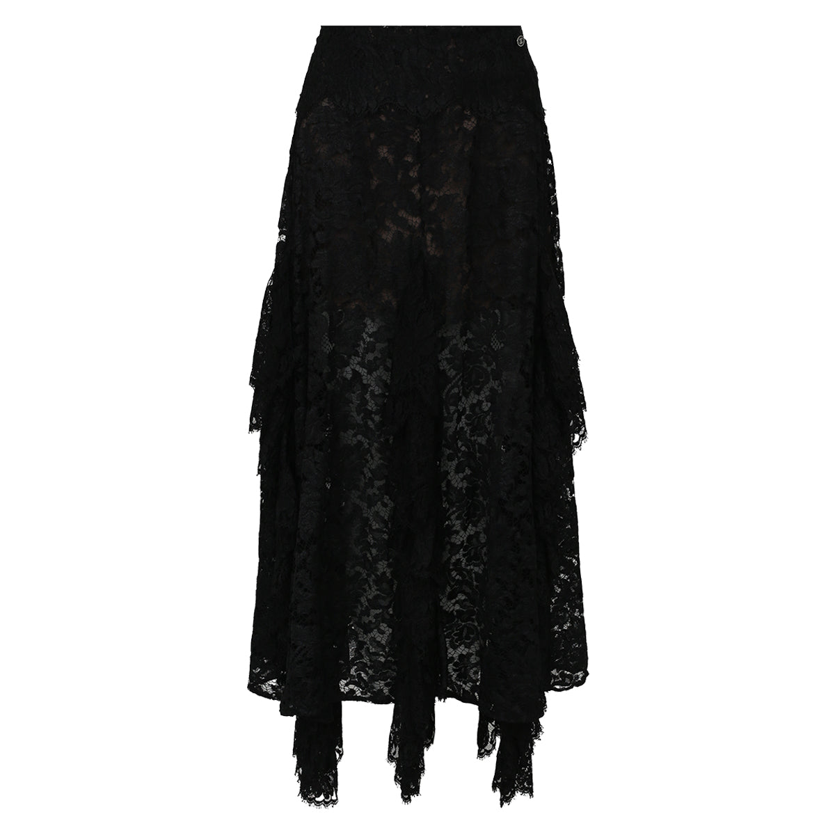 Saia Chanel Longa Renda Preta Tam. 36 Br