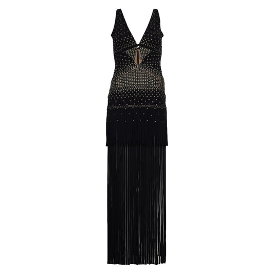 Vestido Herve Leger Preto Com Franjas Tam P BR