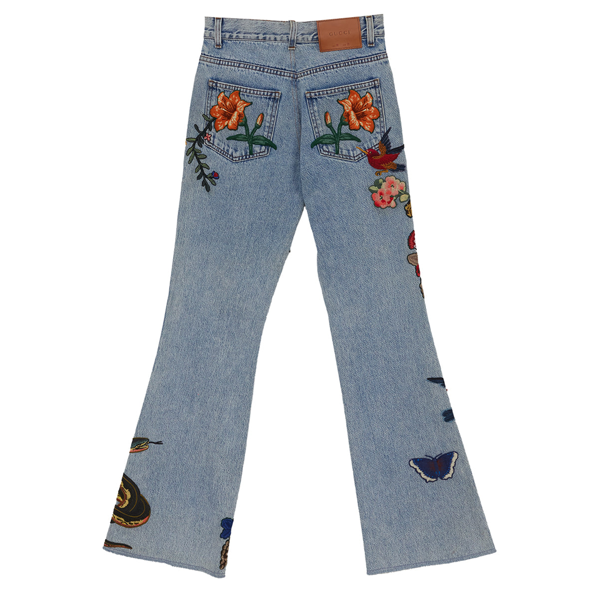 Calça Gucci Bordada Jeans Azul Tam. PP BR