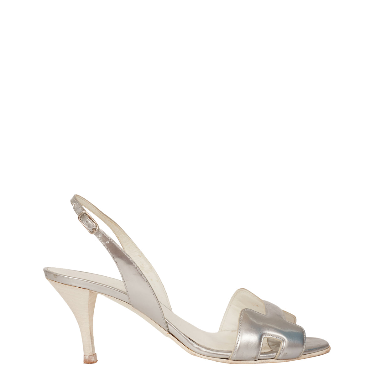 Sandália Hermès Oásis Slingback Prateada Tam. 35,5 Br