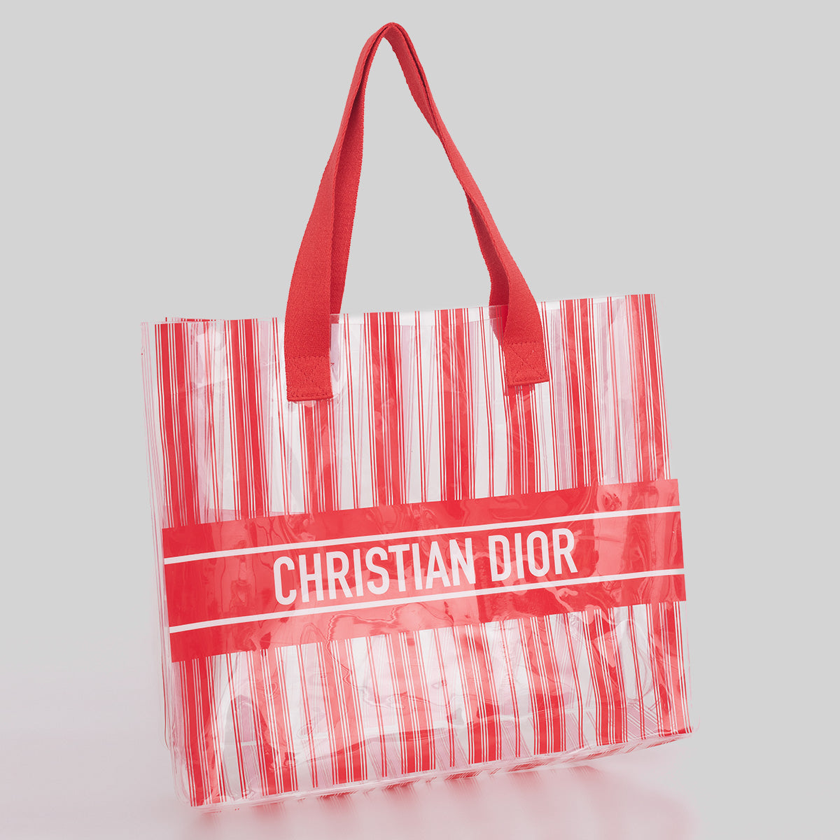 Bolsa Christian Dior Dioriviera Transparente com Listras Vermelhas