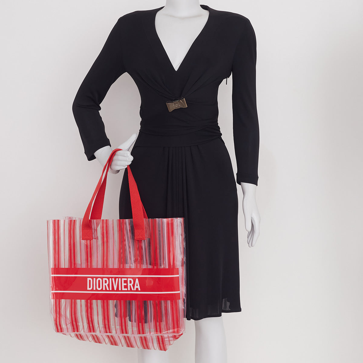 Bolsa Christian Dior Dioriviera Transparente com Listras Vermelhas