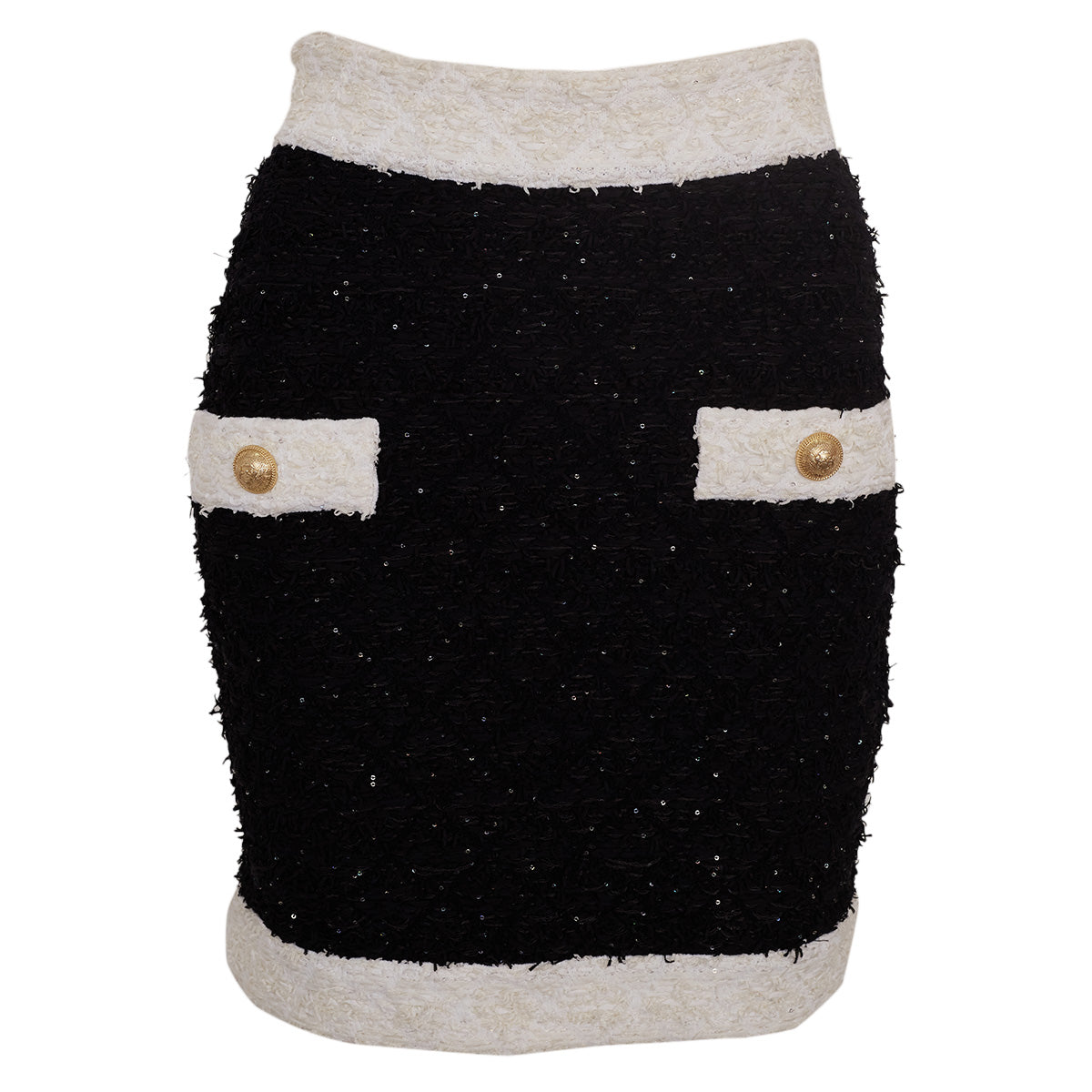 Saia Balmain Preta e Branca Tam. 36 Br