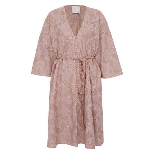 Vestido Paula Raia Bordado com Cinto Tam. 38 BR