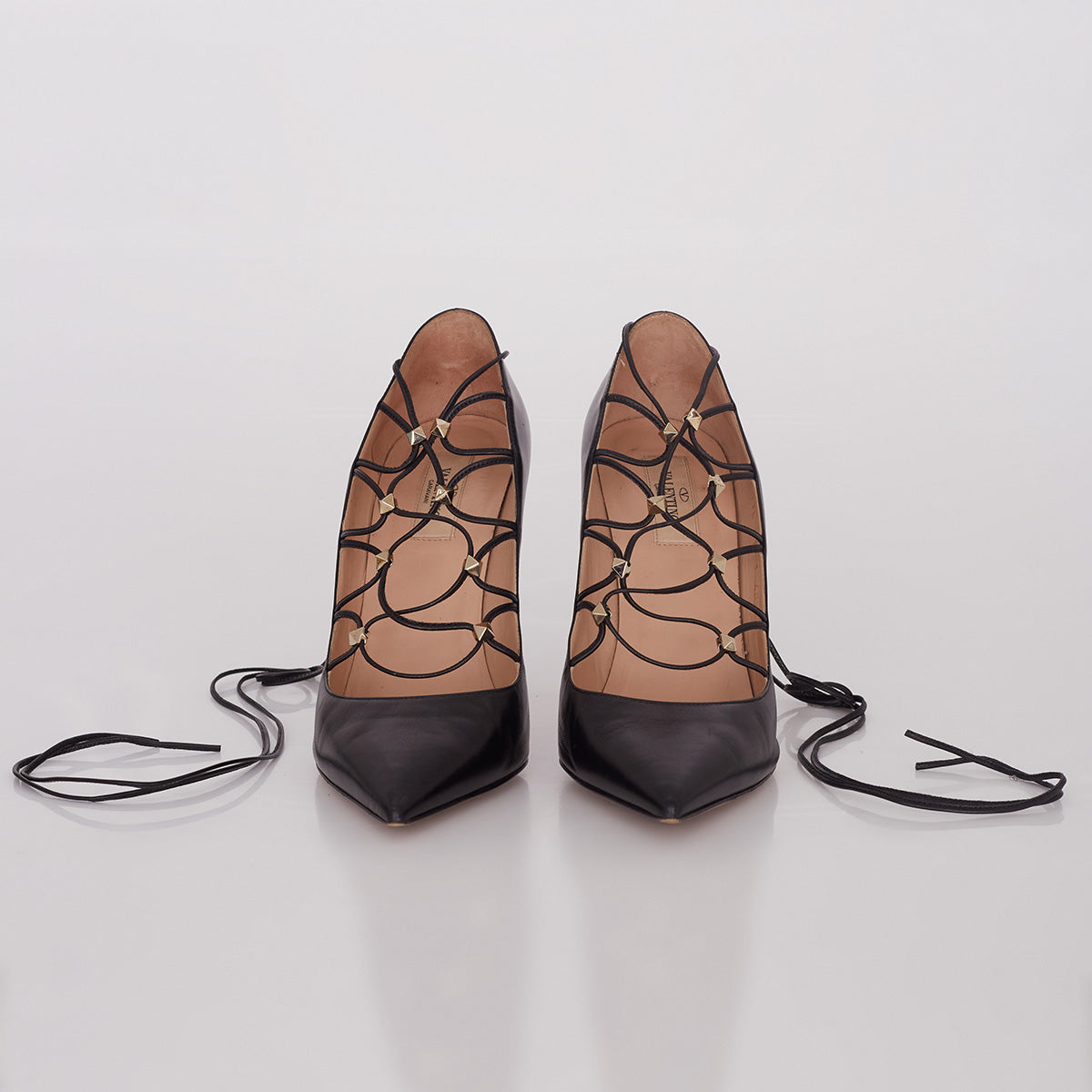 Scarpin Valentino Amarrações Studs Preto Tam. 36 Br