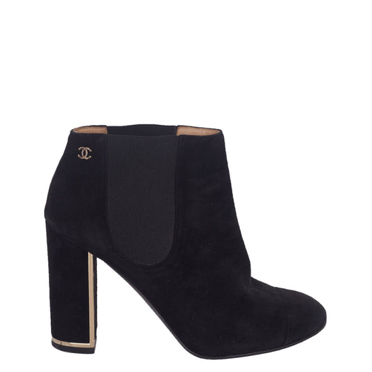 Bota Chanel Suede Preto Tam. 34,5 Br