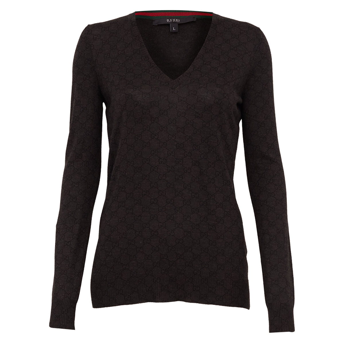 Suéter de caxemira Gucci com monograma GG preto Tam. G