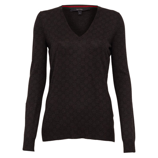 Suéter de caxemira Gucci com monograma GG preto Tam. G