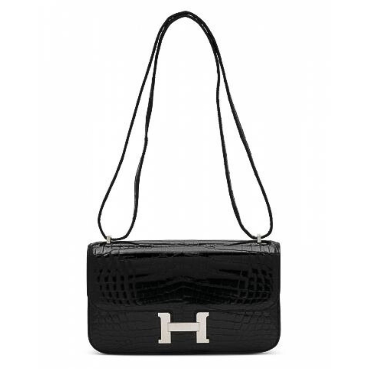Bolsa Hermès Constance Elan Croco Preta