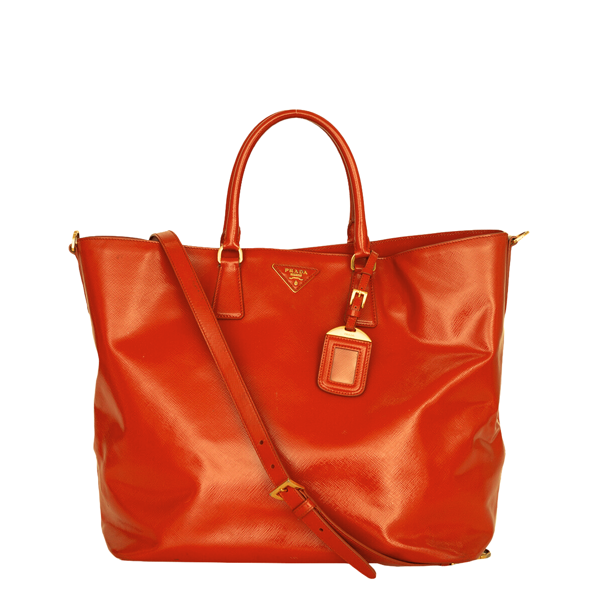 Bolsa Prada Tote Verniz Laranja