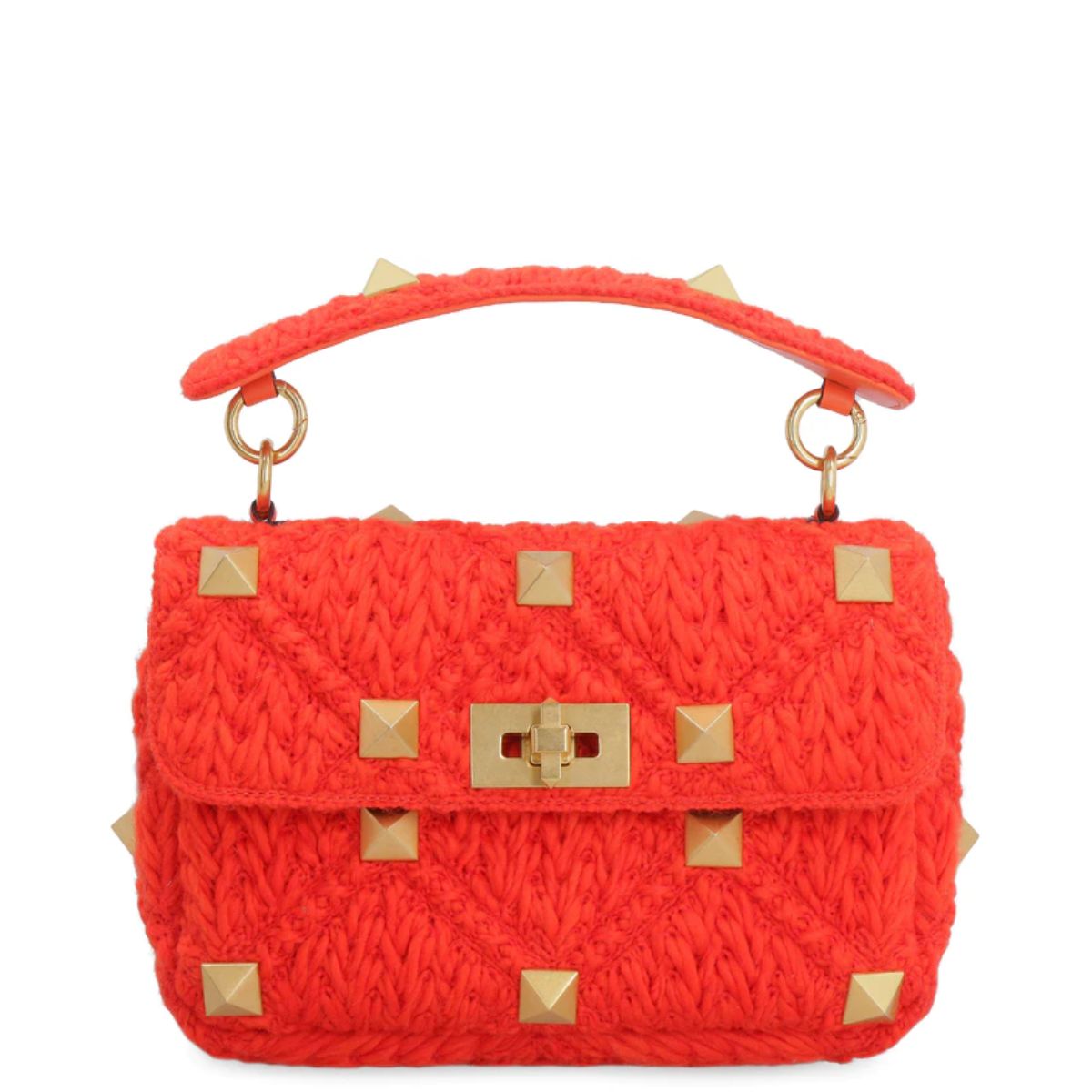 Bolsa Valentino Roman Stud Cashmere Laranja