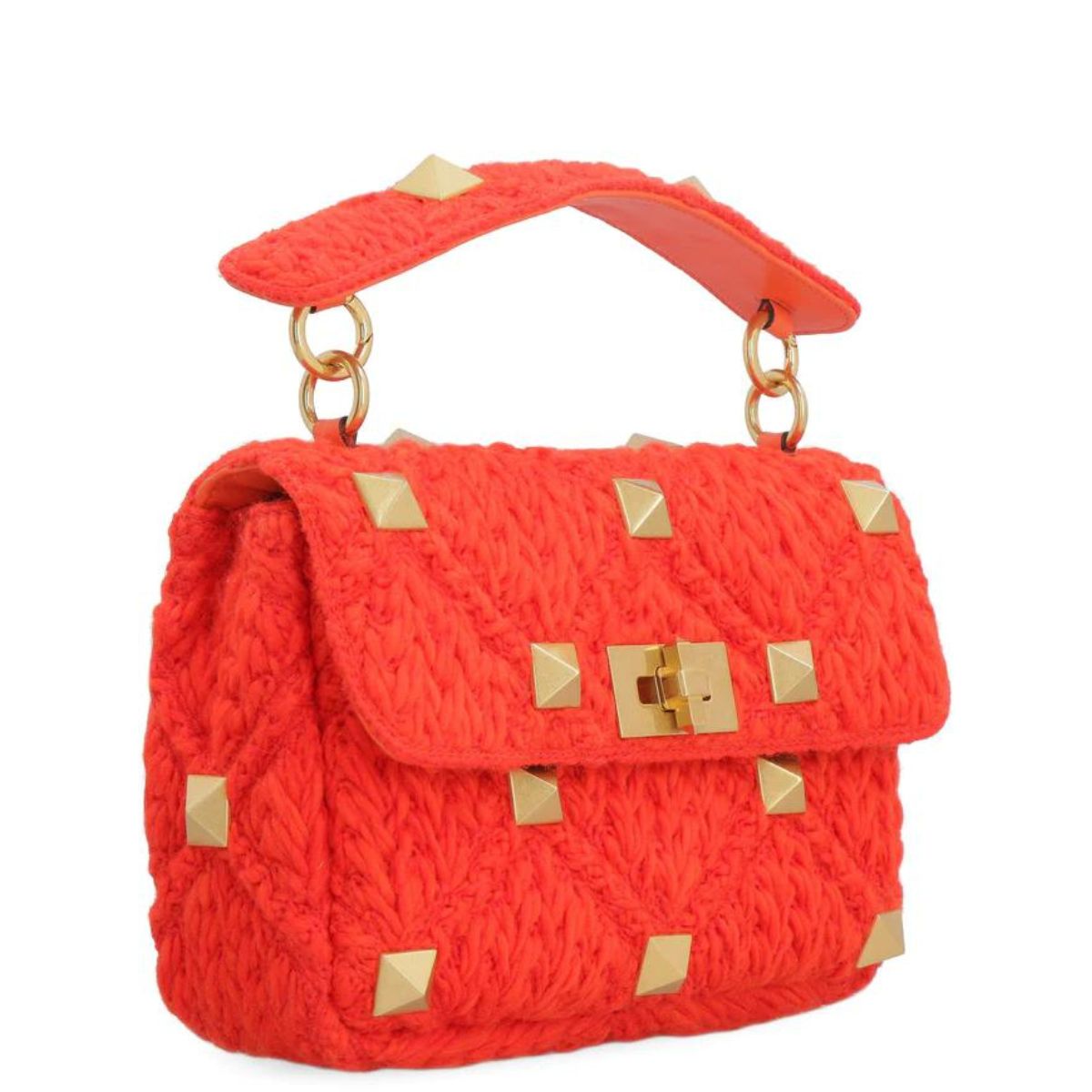 Bolsa Valentino Roman Stud Cashmere Laranja